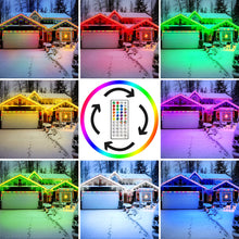 Load image into Gallery viewer, RGB 128 Function 16 Color Christmas Lights Outdoor Waterproof Color changing 504 LED 52FT Curtain Fairy Lights Outside 8 Modes with Timer Plug In Hanging String Lights for Wedding Party Home Garden
