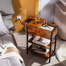 Load image into Gallery viewer, Yoobure End Table with Charging Station, Flip Top Side Table with USB Ports and Outlets, Sofa Couch Table Bedside Table for Living Room Bedroom, Narrow Nightstand with Storage Shelves for Small Space
