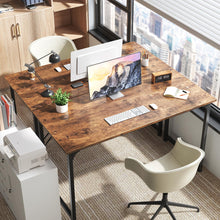 Load image into Gallery viewer, Huuger Computer Desk, 55 Inch Office Desk, Gaming Desk with Storage, Writing Desk Work Desk for Home Office, Study, Modern Simple Desk, Large Legroom, Metal Frame, Rustic Brown
