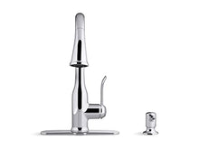 Load image into Gallery viewer, KOHLER REC23863-SD-CP Motif Kitchen Faucet with Pull Down Sprayer and Soap Dispenser, Kitchen Sink Faucet in Polished Chrome
