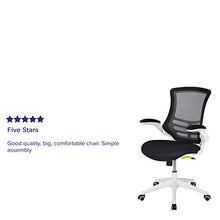 Load image into Gallery viewer, Flash Furniture Mid-Back Black Mesh Swivel Ergonomic Task Office Chair with White Frame and Flip-Up Arms
