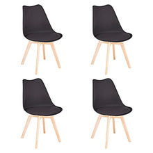 Load image into Gallery viewer, CangLong Mid Century Modern DSW Side Wood Legs Dining-Chairs, Pack of 4, Black
