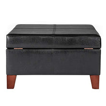 Load image into Gallery viewer, Homepop Home Decor |K2380-E169 | Luxury Large Faux Leather Square Storage Ottoman | Ottoman with Storage for Living Room &amp; Bedroom, Black
