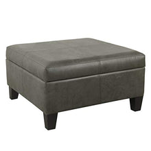 Load image into Gallery viewer, Homepop Home Decor |K2380-E903| Luxury Large Faux Leather Square Storage Ottoman | Ottoman with Storage for Living Room &amp; Bedroom, Gray
