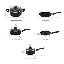 Load image into Gallery viewer, Amazon Basics Non-Stick Cookware 8-Piece Set, Pots and Pans, Black
