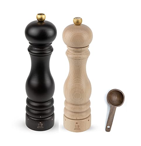 Peugeot Paris u'Select Salt & Pepper Mill, Inch, Chocolate/Natural - With Wooden Spice Scoop (9 Inch)