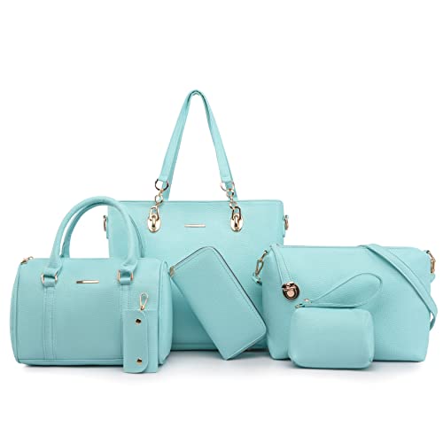 2E-youth Designer Purses and Handbags for Women Satchel Shoulder Bag Tote Top Handle Bag (4C-light blue)