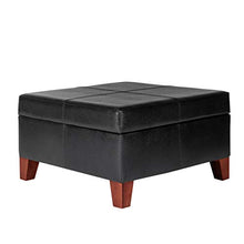 Load image into Gallery viewer, Homepop Home Decor |K2380-E169 | Luxury Large Faux Leather Square Storage Ottoman | Ottoman with Storage for Living Room &amp; Bedroom, Black
