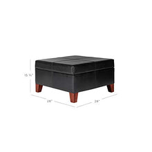 Load image into Gallery viewer, Homepop Home Decor |K2380-E169 | Luxury Large Faux Leather Square Storage Ottoman | Ottoman with Storage for Living Room &amp; Bedroom, Black
