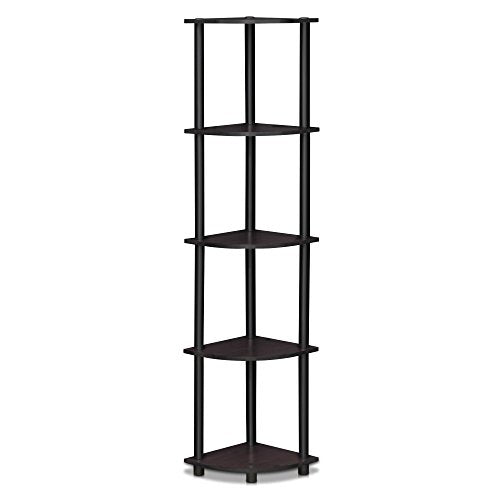 Furinno Turn-N-Tube 5 Tier Corner Display Rack Dark Walnut