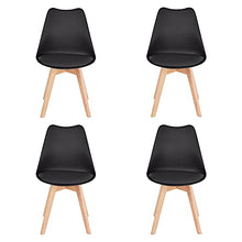 Load image into Gallery viewer, CangLong Mid Century Modern DSW Side Wood Legs Dining-Chairs, Pack of 4, Black
