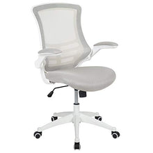 Load image into Gallery viewer, Flash Furniture Mid-Back Light Gray Mesh Swivel Ergonomic Task Office Chair with White Frame and Flip-Up Arms
