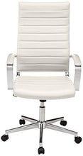 Load image into Gallery viewer, Amazon Basics High-Back Executive Swivel Office Desk Chair with Ribbed Puresoft Upholstery - White, Lumbar Support, Modern Style
