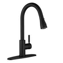 Load image into Gallery viewer, Black Kitchen Faucet, Kitchen Faucets with Pull Down Sprayer WEWE Commercial Stainless Steel Single Handle Single Hole Kitchen Sink Faucet
