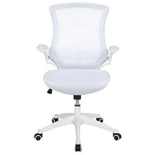 Load image into Gallery viewer, Flash Furniture Mid-Back White Mesh Swivel Ergonomic Task Office Chair with White Frame and Flip-Up Arms
