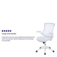 Load image into Gallery viewer, Flash Furniture Mid-Back White Mesh Swivel Ergonomic Task Office Chair with White Frame and Flip-Up Arms
