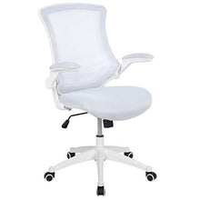 Load image into Gallery viewer, Flash Furniture Mid-Back White Mesh Swivel Ergonomic Task Office Chair with White Frame and Flip-Up Arms
