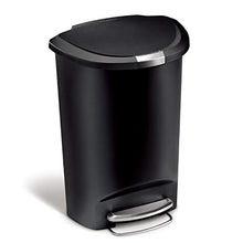 Load image into Gallery viewer, simplehuman 50 Liter / 13 Gallon Semi-Round Kitchen Step Trash Can with Secure Slide Lock, Black Plastic
