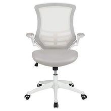 Load image into Gallery viewer, Flash Furniture Mid-Back Light Gray Mesh Swivel Ergonomic Task Office Chair with White Frame and Flip-Up Arms
