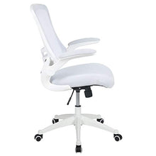 Load image into Gallery viewer, Flash Furniture Mid-Back White Mesh Swivel Ergonomic Task Office Chair with White Frame and Flip-Up Arms
