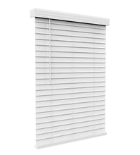 Load image into Gallery viewer, ARLO BLINDS Faux Wood Blinds, 2&quot; Cordless Horizontal Blinds with Crown Valance, 34.625&quot; W x 60&quot; H, White
