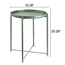 Load image into Gallery viewer, danpinera Tray Metal End Table, Small Round Side Table Accent Table Bedside Table Round Metal Nightstand, Outdoor Side Table Indoor Snack Table Accent Table Anti-Rust and Waterproof Dark Green
