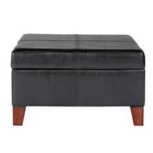 Load image into Gallery viewer, Homepop Home Decor |K2380-E169 | Luxury Large Faux Leather Square Storage Ottoman | Ottoman with Storage for Living Room &amp; Bedroom, Black
