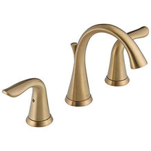 Load image into Gallery viewer, Delta Faucet Lahara Widespread Bathroom Faucet 3 Hole, Gold Bathroom Faucet, Diamond Seal Technology, Metal Drain Assembly, Champagne Bronze 3538-CZMPU-DST
