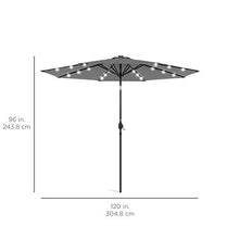 Load image into Gallery viewer, Best Choice Products 10ft Solar Powered Aluminum Polyester LED Lighted Patio Umbrella w/Tilt Adjustment and UV-Resistant Fabric, Gray
