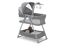 Load image into Gallery viewer, Simmons Kids City Sleeper Bedside Bassinet Portable Crib - Activity Mobile Arm with Nightlight, Vibrations, Twinkle Lights and Rotating Stars, Grey Tweed
