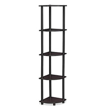 Load image into Gallery viewer, Furinno Turn-N-Tube 5 Tier Corner Display Rack Dark Walnut
