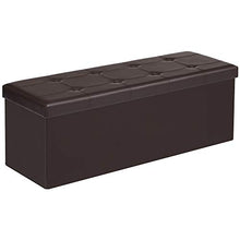 Load image into Gallery viewer, SONGMICS 43 Inches Folding Storage Ottoman Bench, Storage Chest, Footrest, Coffee Table, Padded Seat, Faux Leather, Holds up to 660 lb, Brown ULSF703
