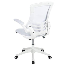 Load image into Gallery viewer, Flash Furniture Mid-Back White Mesh Swivel Ergonomic Task Office Chair with White Frame and Flip-Up Arms
