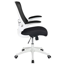 Load image into Gallery viewer, Flash Furniture Mid-Back Black Mesh Swivel Ergonomic Task Office Chair with White Frame and Flip-Up Arms
