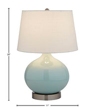 Load image into Gallery viewer, Amazon Brand – Stone &amp; Beam Round Ceramic Table Lamp With Light Bulb and White Shade - 11 x 11 x 20 Inches, Cyan Blue
