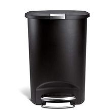 Load image into Gallery viewer, simplehuman 50 Liter / 13 Gallon Semi-Round Kitchen Step Trash Can with Secure Slide Lock, Black Plastic
