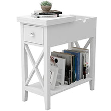 Load image into Gallery viewer, ChooChoo Flip Top Open End Table, Narrow Side Table Slim End Table for Living Room Bedroom, White
