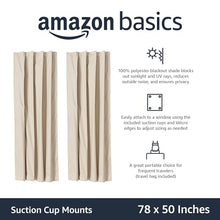 Load image into Gallery viewer, Amazon Basics Portable Window Blackout Curtain Shade with Suction Cups for Travel - 50&quot; x 78&quot;, Beige - 2-Pack
