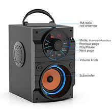 Load image into Gallery viewer, Portable Big Bluetooth Speakers with Light, Wireless with Subwoofer, FM Radio, LED Lights, EQ, Booming Bass, Bluetooth 4.2 Stereo Loud Outdoor/Indoor Retro , for Home, Camping, Travel
