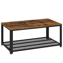 Load image into Gallery viewer, VASAGLE Industrial Coffee Table with Storage Shelf for Living Room, Wood Look Accent Furniture with Metal Frame, Easy Assembly, Rustic Brown ULCT61X
