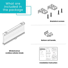 Load image into Gallery viewer, BlindsAvenue Cellular Honeycomb Cordless Shade, 9/16&quot; Single Cell, Light Filtering, (White, 32.5&quot; W x 48&quot; H)
