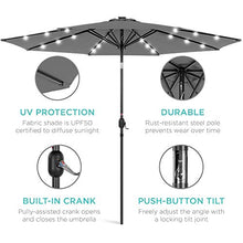 Load image into Gallery viewer, Best Choice Products 10ft Solar Powered Aluminum Polyester LED Lighted Patio Umbrella w/Tilt Adjustment and UV-Resistant Fabric, Gray
