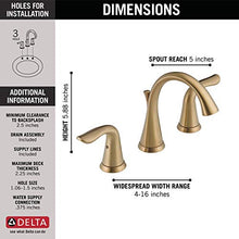 Load image into Gallery viewer, Delta Faucet Lahara Widespread Bathroom Faucet 3 Hole, Gold Bathroom Faucet, Diamond Seal Technology, Metal Drain Assembly, Champagne Bronze 3538-CZMPU-DST
