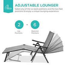 Load image into Gallery viewer, Best Choice Products Set of 2 Outdoor Patio Chaise Lounge Chair Adjustable Reclining Folding Pool Lounger for Poolside, Deck, Backyard w/Steel Frame, 250lb Weight Capacity - Gray
