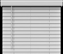 Load image into Gallery viewer, ARLO BLINDS Faux Wood Blinds, 2&quot; Cordless Horizontal Blinds with Crown Valance, 34.625&quot; W x 60&quot; H, White
