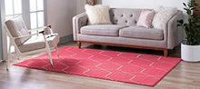 Load image into Gallery viewer, Unique Loom Trellis Frieze Collection Area Rug-Modern Morroccan Inspired Geometric Lattice Design, 6 x 9 ft, Pink/Ivory
