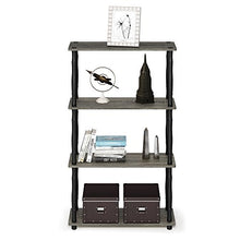 Load image into Gallery viewer, FURINNO Turn-N 4-Tier Shelf Display Rack with Classic Tubes, French Oak Grey/Black
