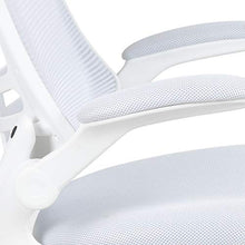 Load image into Gallery viewer, Flash Furniture Mid-Back White Mesh Swivel Ergonomic Task Office Chair with White Frame and Flip-Up Arms
