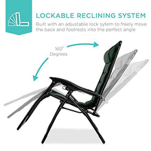 Load image into Gallery viewer, Best Choice Products Oversized Padded Zero Gravity Chair, Folding Outdoor Patio Recliner, XL Anti Gravity Lounger for Backyard w/Headrest, Cup Holder, Side Tray, Outdoor Polyester Mesh - Forest Green
