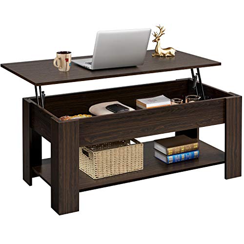 Yaheetech Adjustable Lift Top Coffee Table - with Hidden Storage Compartment for Living Room Espresso, 47.5in L